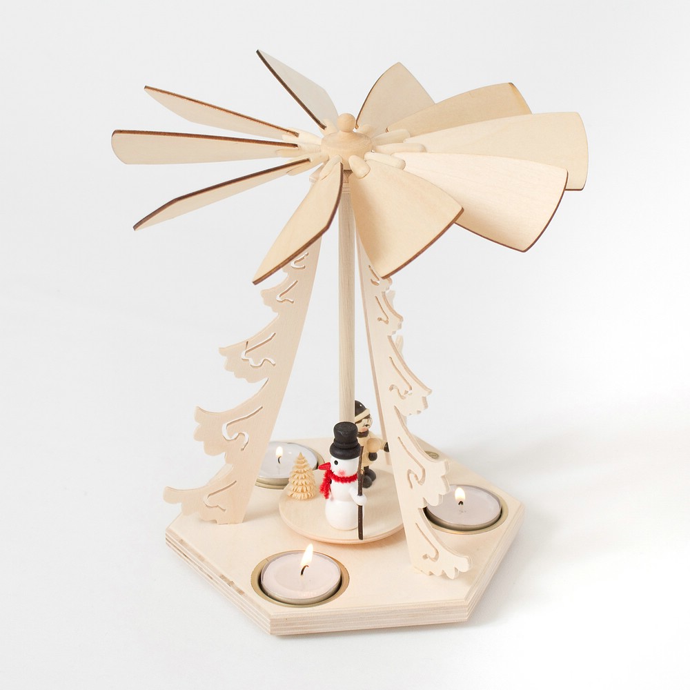 Weihnachtspyramide Pyramide aus Holz - 1 Stufig - Schneemann