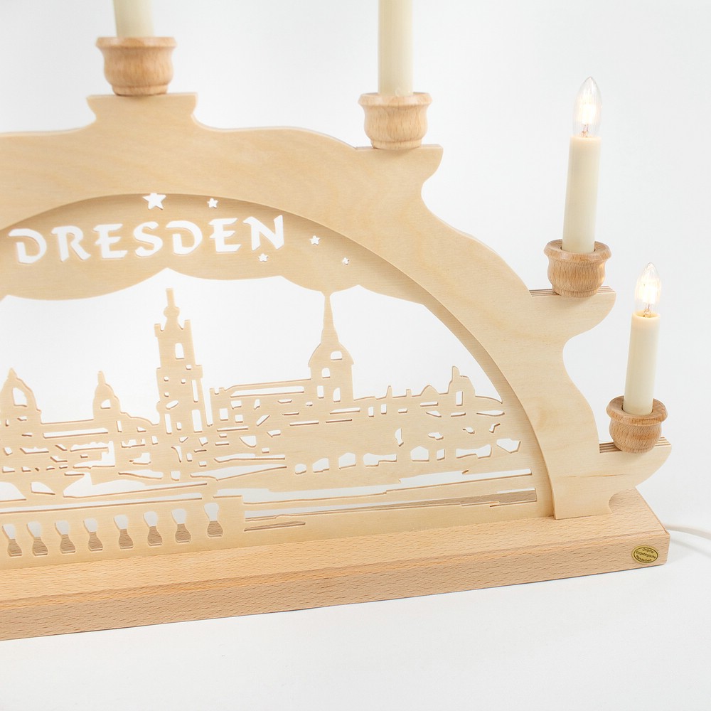 Holz Schwibbogen Lichterbogen - Motiv: Dresden Canalettoblick 50 cm 