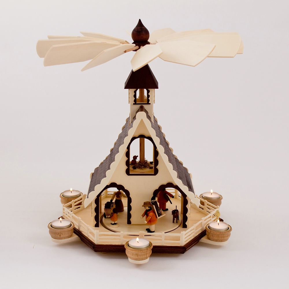 Weihnachtspyramide Pyramide aus Holz - 2 Stufig - Waldleute