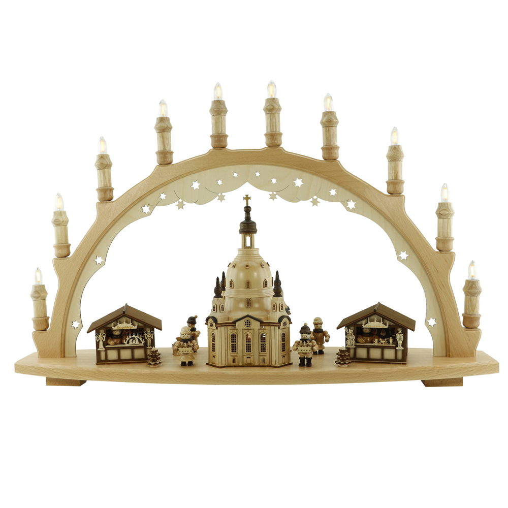 3D Schwibbogen Lichterbogen - Motiv: "Weihnachtsmarkt "Frauenkirche"" 