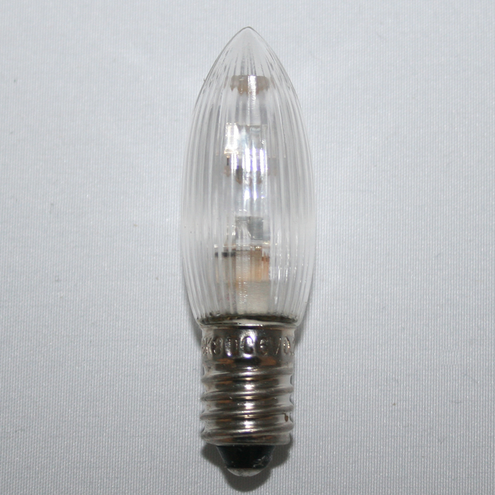 9x Spitzkerze Glühbirne Ersatzbirne Topkerze für Lichterkette / Schwibbögen / Lichterbogen - LED 6V / 0,2W E10 voll geriffelt Indoor