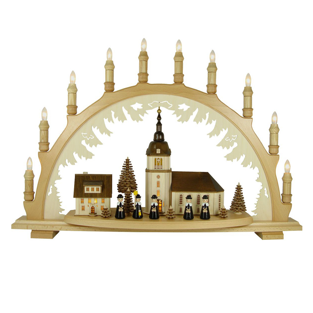 3D Schwibbogen Lichterbogen - Motiv: "Dorfkirche" hell 3D Schwibbogen Lichterbogen - Motiv: "Dorfkirche" hell