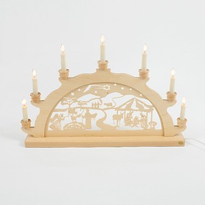 Holz Schwibbogen Lichterbogen - Motiv: Geburt Jesus Christus 50 cm 