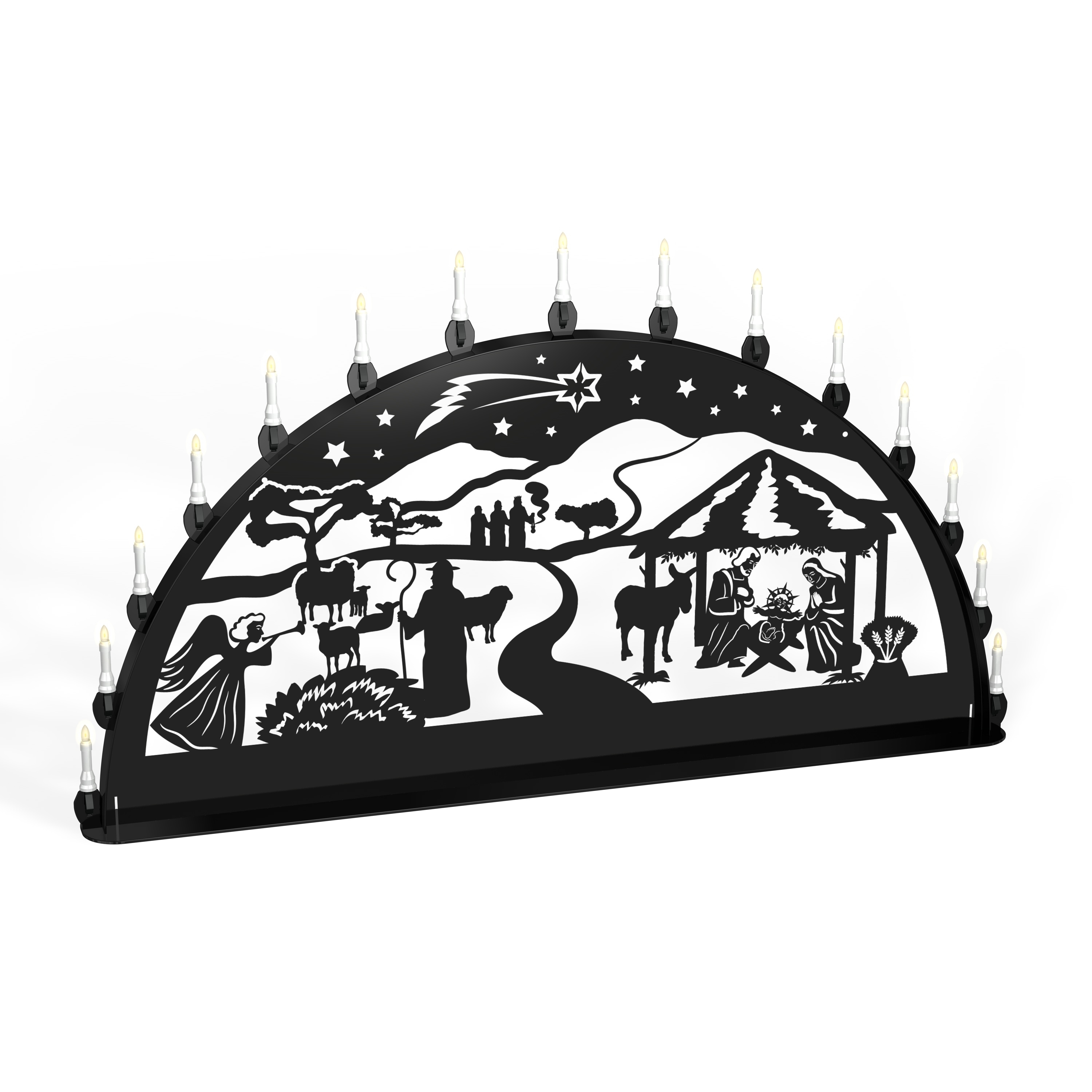 Außenschwibbogen Schwibbogen Lichterbogen Metall - Motiv: Geburt Jesus Christus 1,2 m tiefschwarz (RAL 9005) glänzend Außenschwibbogen Schwibbogen Lichterbogen Metall - Motiv: Geburt Jesus Christus 1,2 m tiefschwarz (RAL 9005) glänzend